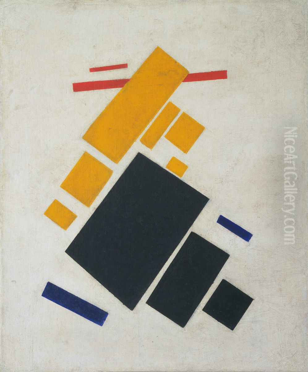 Airplane Flying Oil Painting by Kasimir Sevrinovitch Malevich