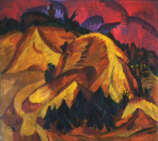 Sand Hills in Engadine Oil Painting by Ernst Ludwig Kirchner
