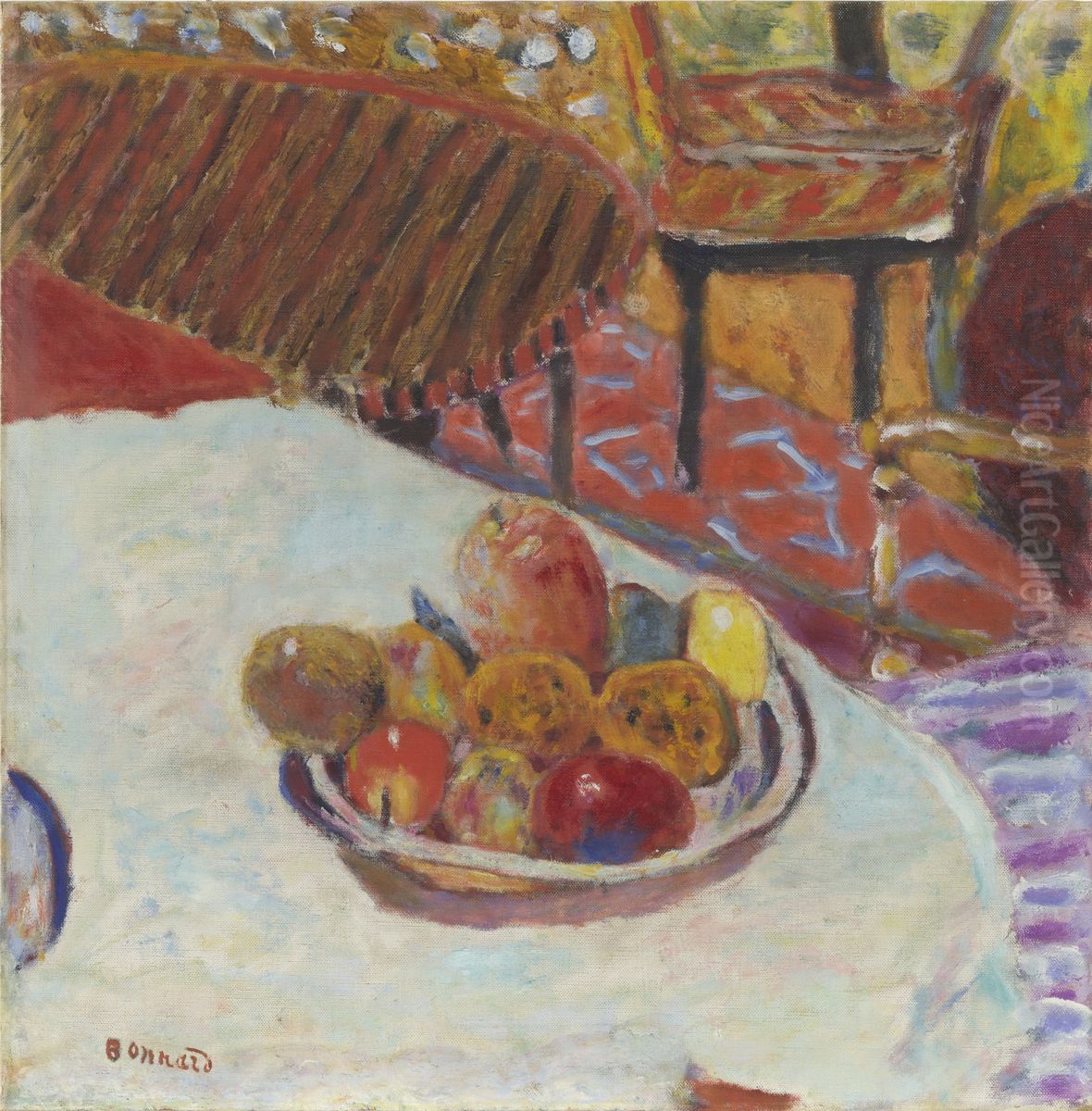 Still Life (Table with Bowl of Fruit) Oil Painting by Pierre Bonnard