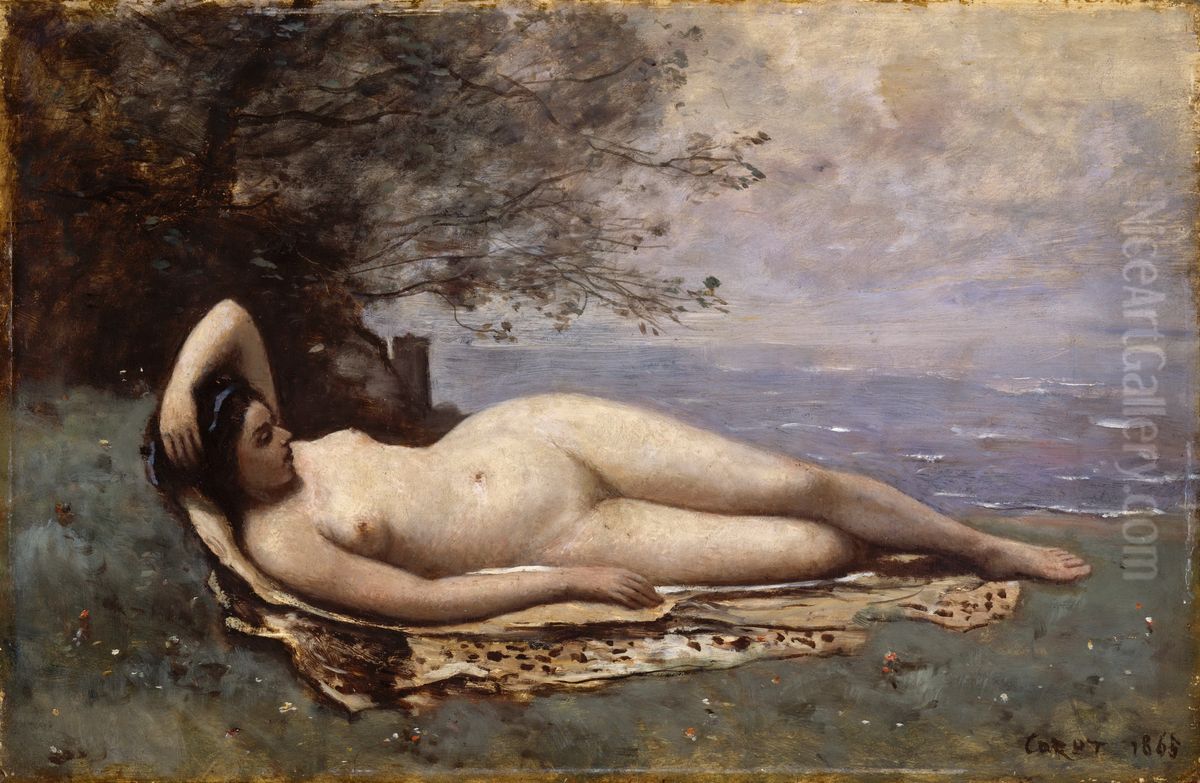Bacchante by the Sea Oil Painting by Jean-Baptiste Camille Corot