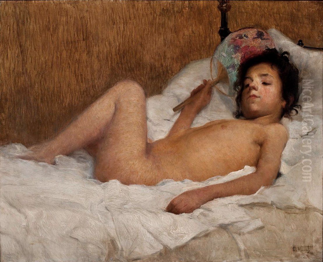 Summer or Girl with a fan Oil Painting by Eliseu Visconti