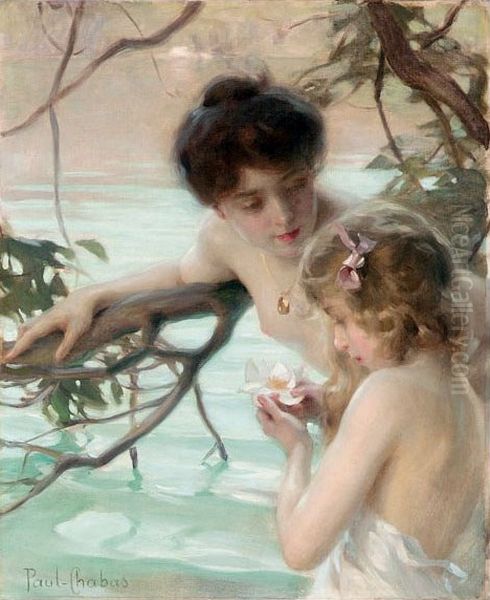 Mere et fille au bain Oil Painting by Paul Emile Chabas