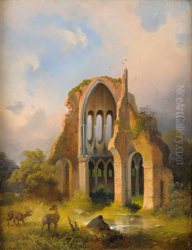 Heisterbach Ruins in Siebengebirge Oil Painting by Anton Schiffer
