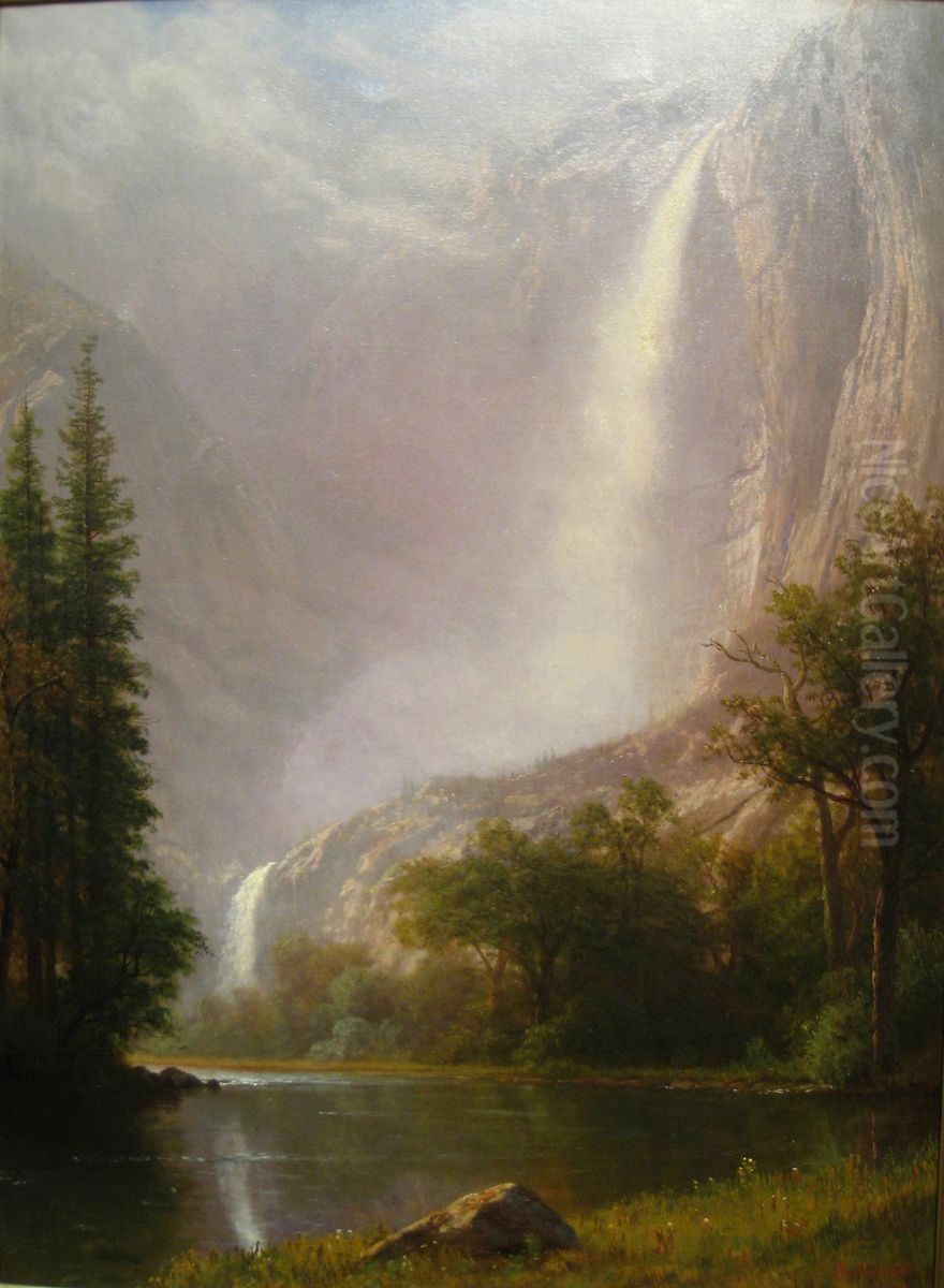 Yosemite Falls Oil Painting by Albert Bierstadt