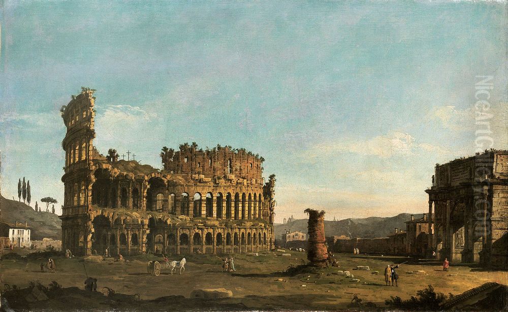 Colosseum and Arch of Constantine Oil Painting by Bernardo Bellotto