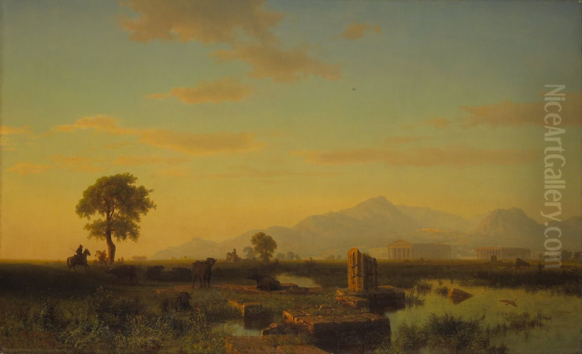 Ruins of Paestum Oil Painting by Albert Bierstadt