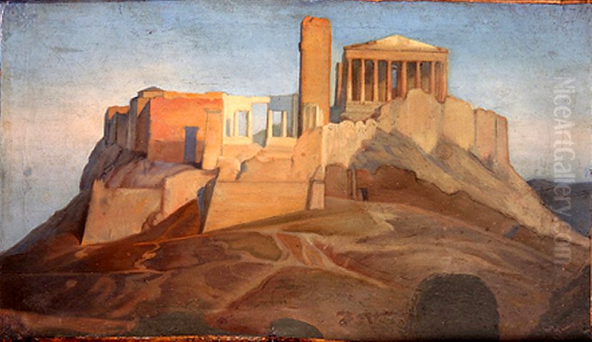 View of the Acropolis of Athens Oil Painting by Jean Auguste Dominique Ingres