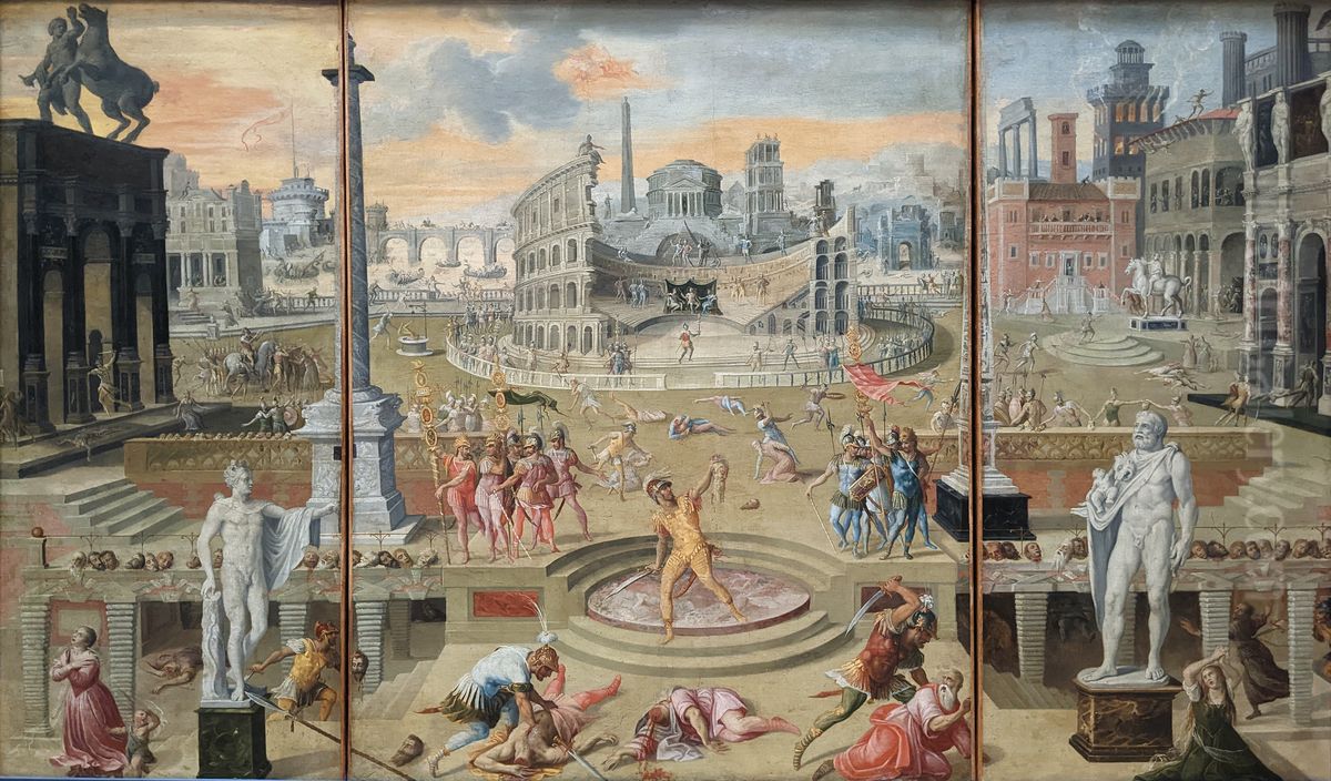 The Massacres of the Triumvirate Oil Painting by Antoine Caron