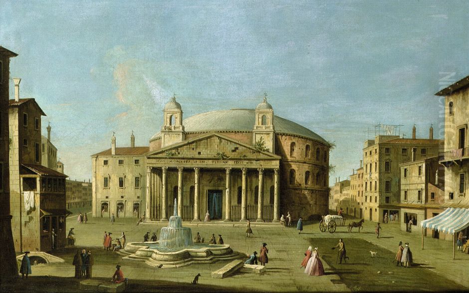 View of the Pantheon in Rome Oil Painting by unknown