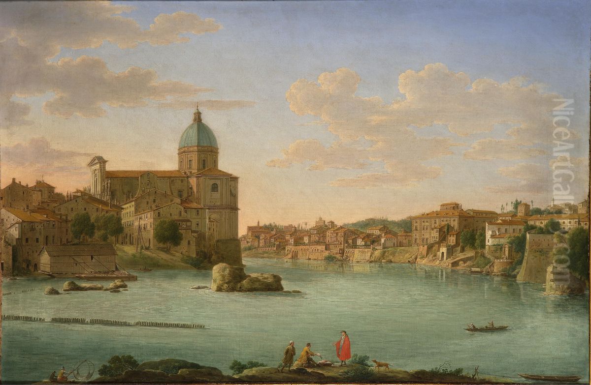 Rome, A View of San Giovanni dei Fiorentini Oil Painting by Hendrik Frans van Lint (Studio Lo)