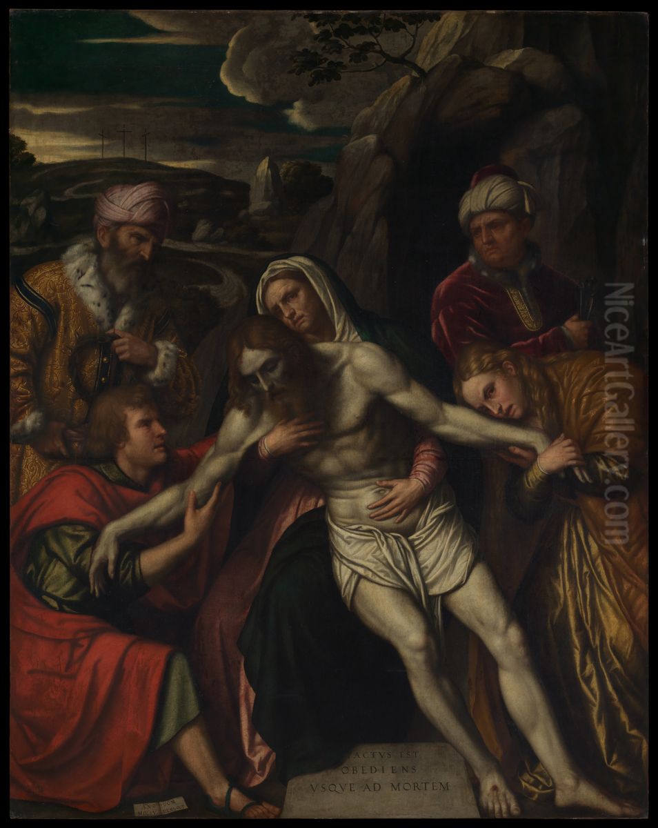 The Entombment Oil Painting by Alessandro Bonvicino (Moretto da Brescia)