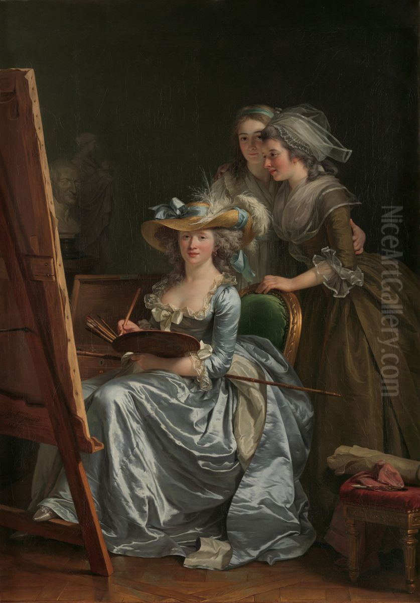 Autoportrait avec deux eleves Oil Painting by Adelaide Labille-Guiard
