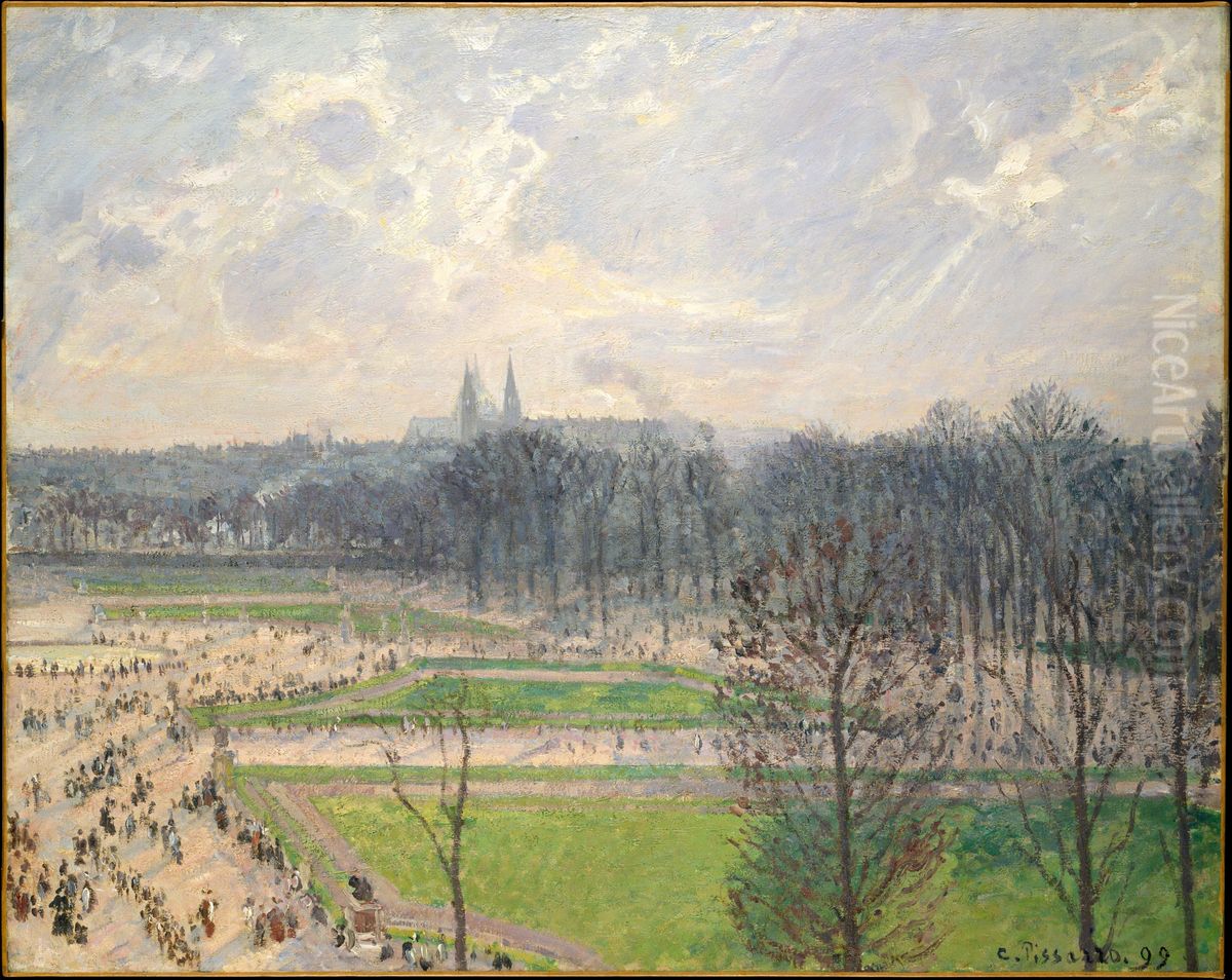The Garden of the Tuileries on a Winter Afternoon Oil Painting by Camille Pissarro