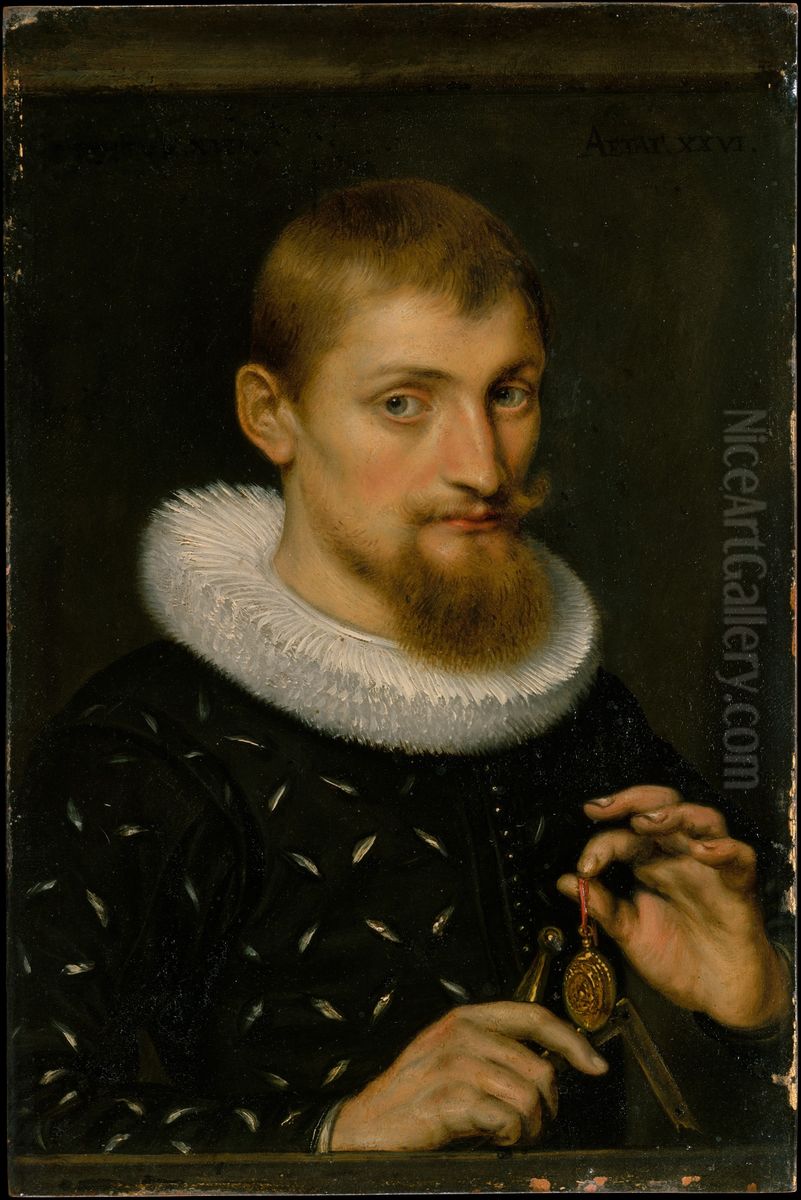 Portrait of a Man, Possibly an Architect or Geographer Oil Painting by (studio of) Rubens, Peter Paul