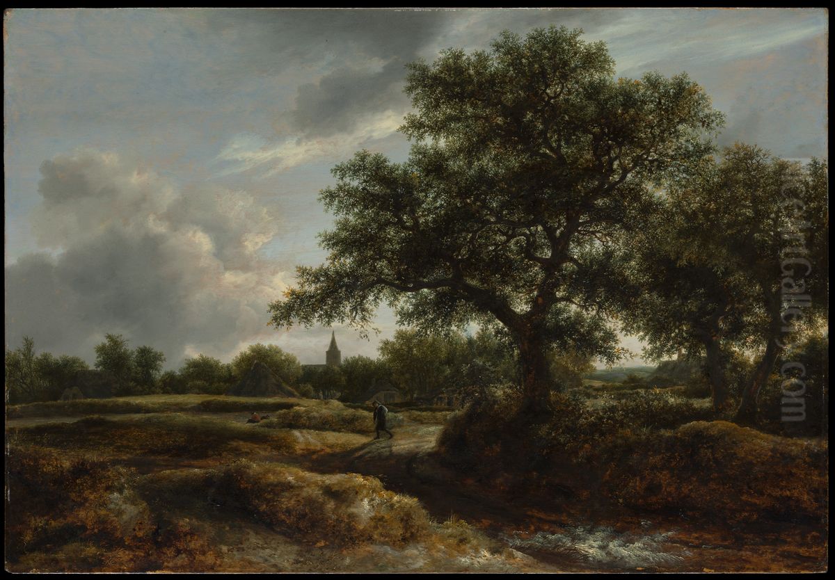 Landscape with a Village in the Distance Oil Painting by Jacob Van Ruisdael