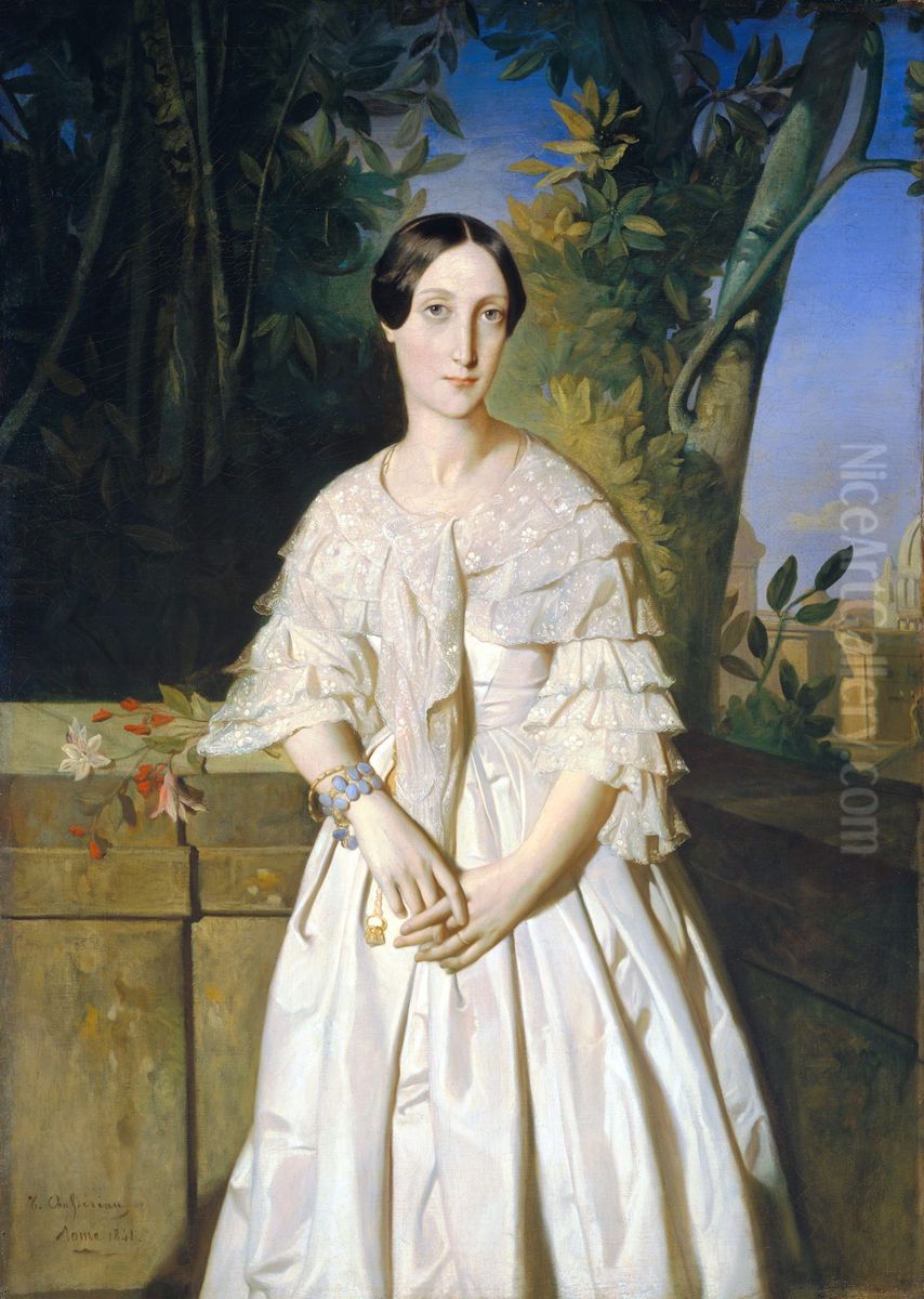 La comtesse de La Tour-Maubourg (nee Marie-Louise-Charlotte-Gabrielle Thomas de Pange, 1816-1850) Oil Painting by Theodore Chasseriau