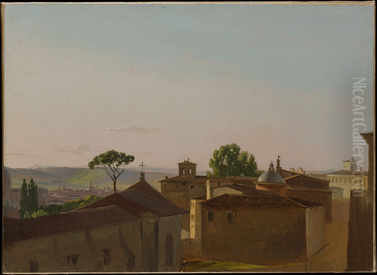 View on the Quirinal Hill, Rome Oil Painting by Simon Denis