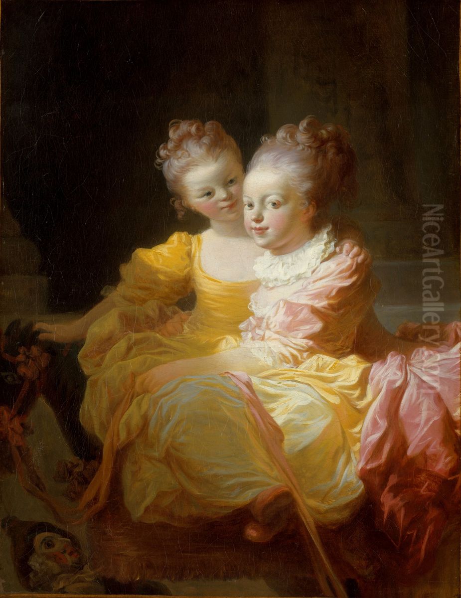 Les deux soeurs Oil Painting by Jean-Honore Fragonard