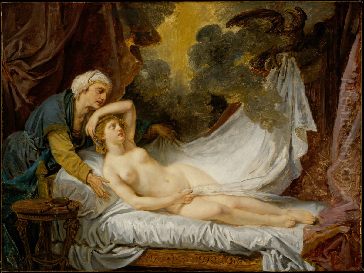 Aegina Visited by Jupiter Oil Painting by Jean-Baptiste Greuze