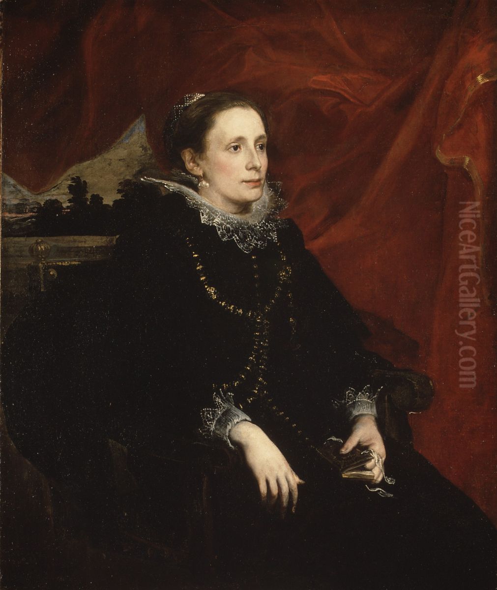 Portrait of a Woman, Called the Marchesa Durazzo Oil Painting by Sir Anthony Van Dyck