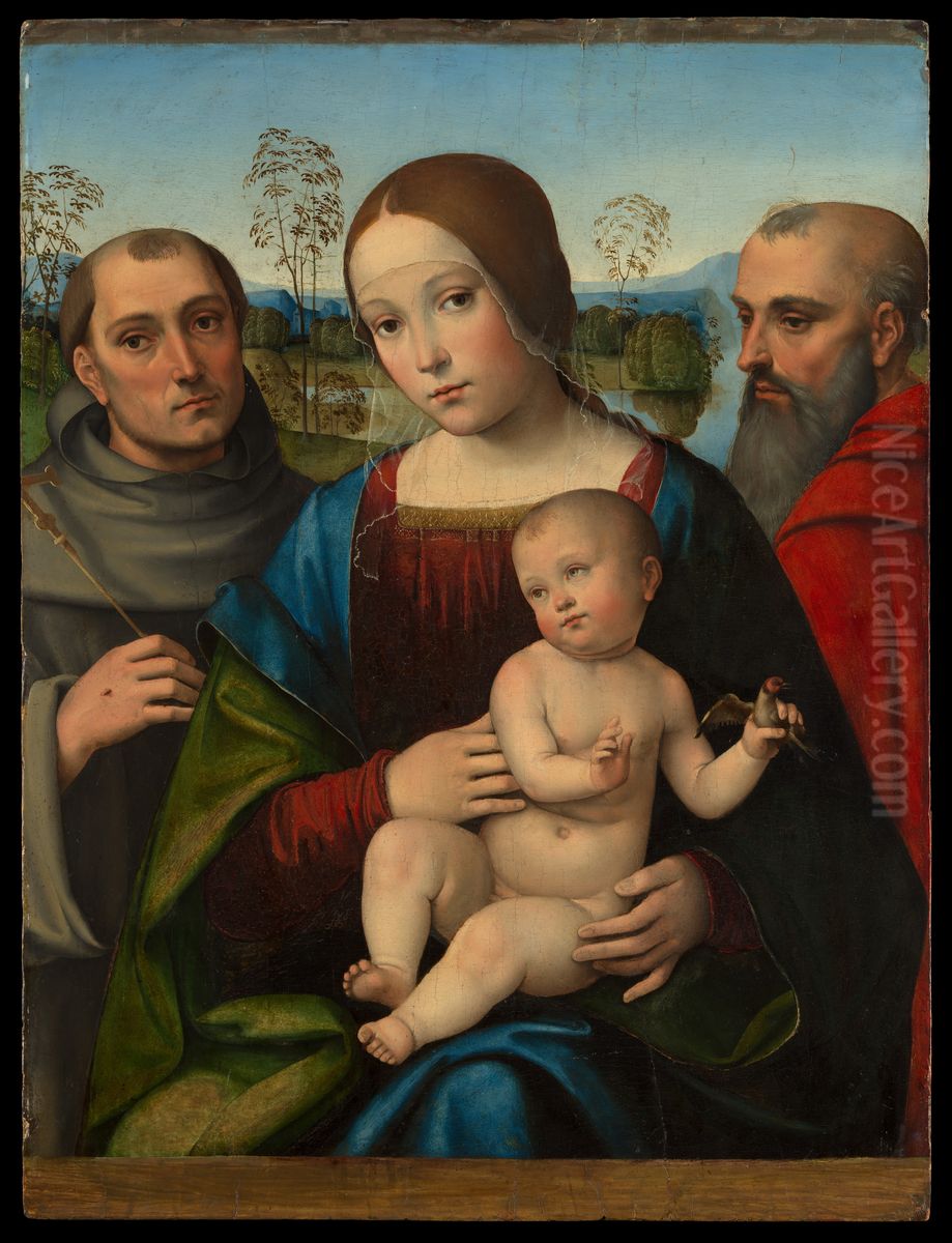 Madonna and Child with Saints Francis and Jerome Oil Painting by Francesco Francia