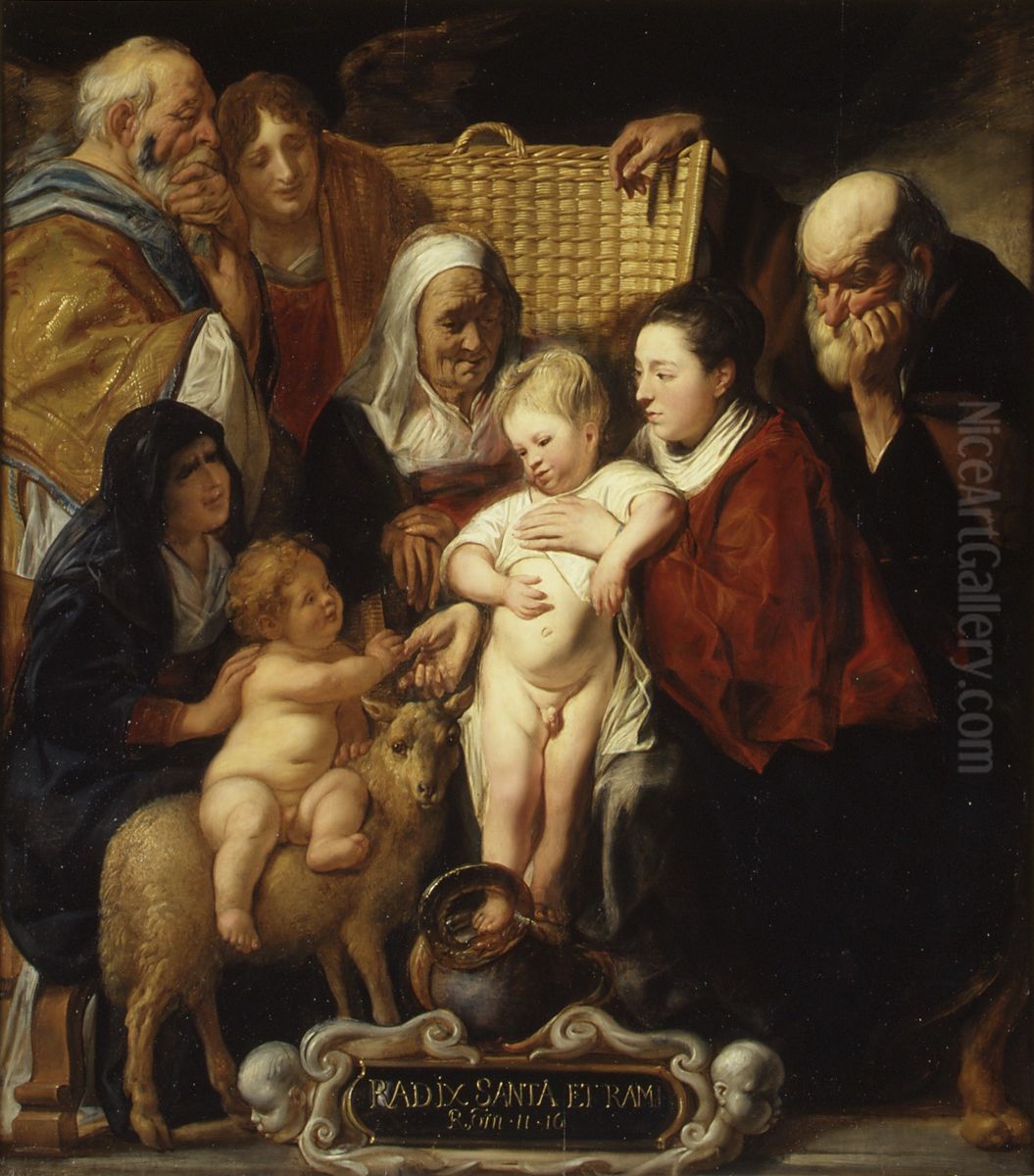 The Holy Family with Saint Anne and the Young Baptist and His Parents Oil Painting by Jacob Jordaens
