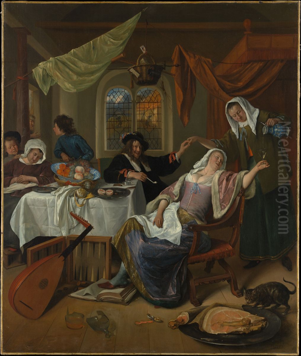 The Dissolute Household Oil Painting by Jan Steen
