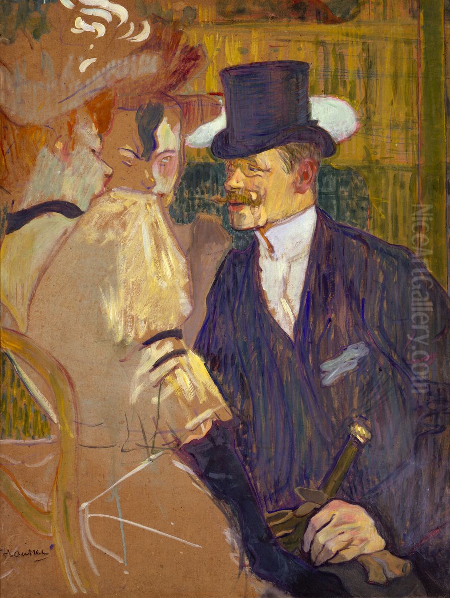 The Englishman (William Tom Warrener, 1861-1934) at the Moulin Rouge Oil Painting by Henri De Toulouse-Lautrec