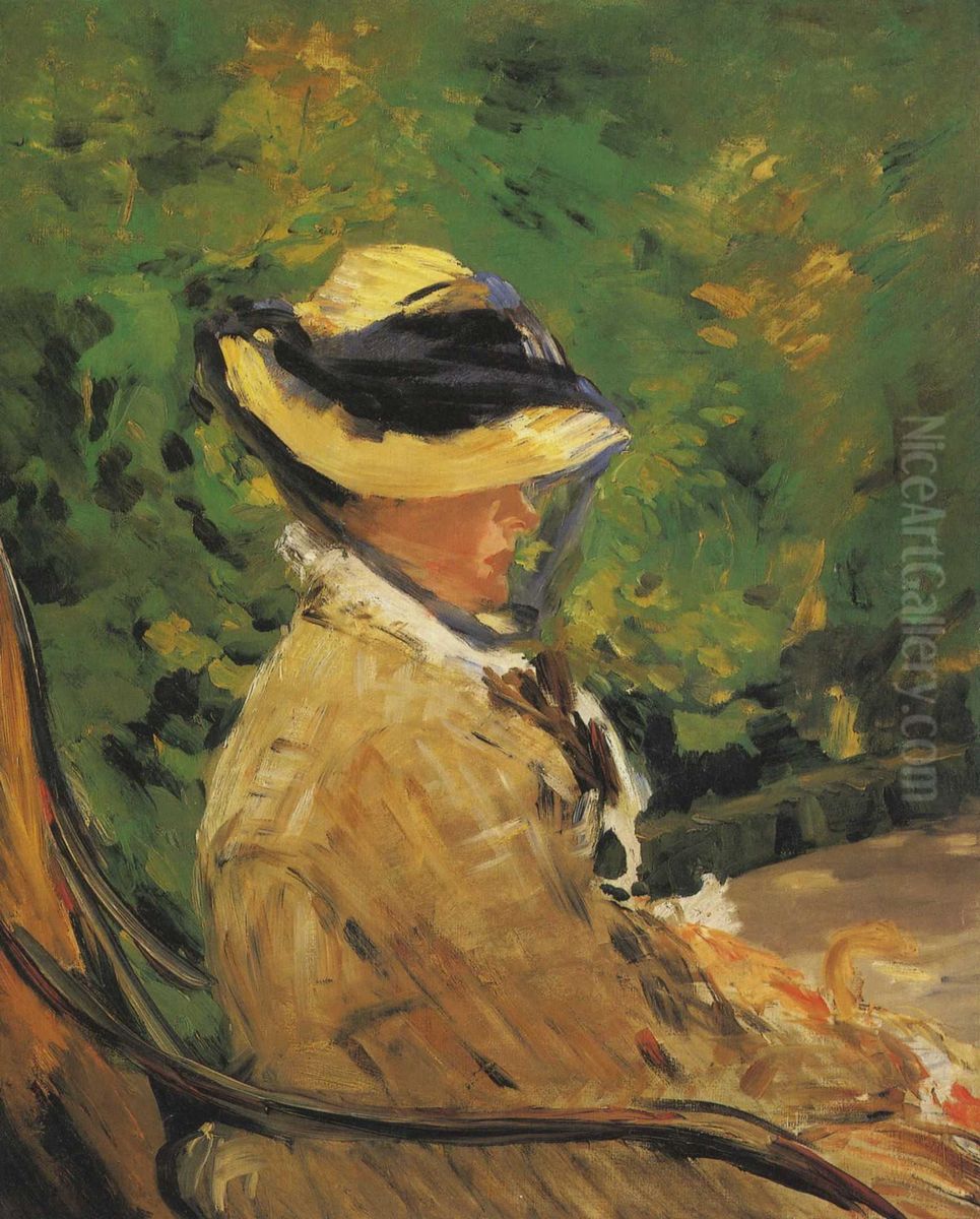 Mme Edouard Manet dans le Jardin de Bellevue Oil Painting by Edouard Manet