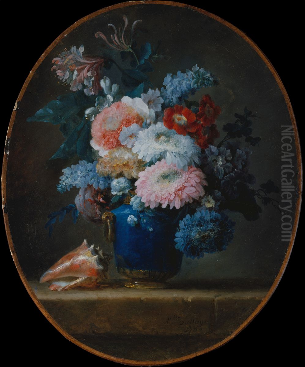 Vase of Flowers and Conch Shell Oil Painting by Anne Vallayer-Coster