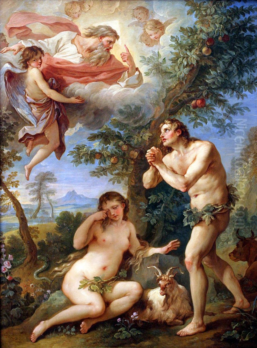 Adam et Eve chasses du Paradis terrestre Oil Painting by Charles-Joseph Natoire