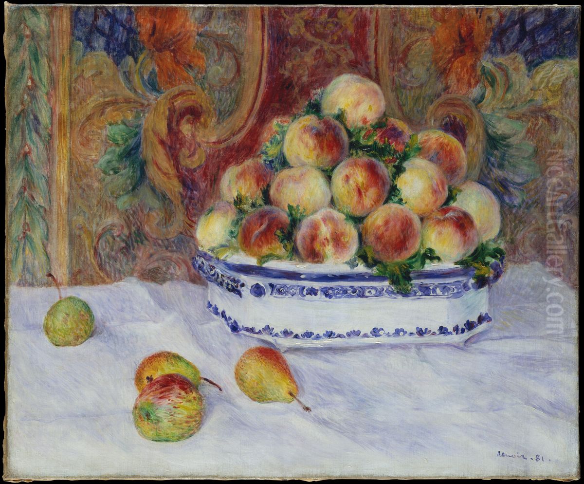 Still Life with Peaches Oil Painting by Pierre Auguste Renoir