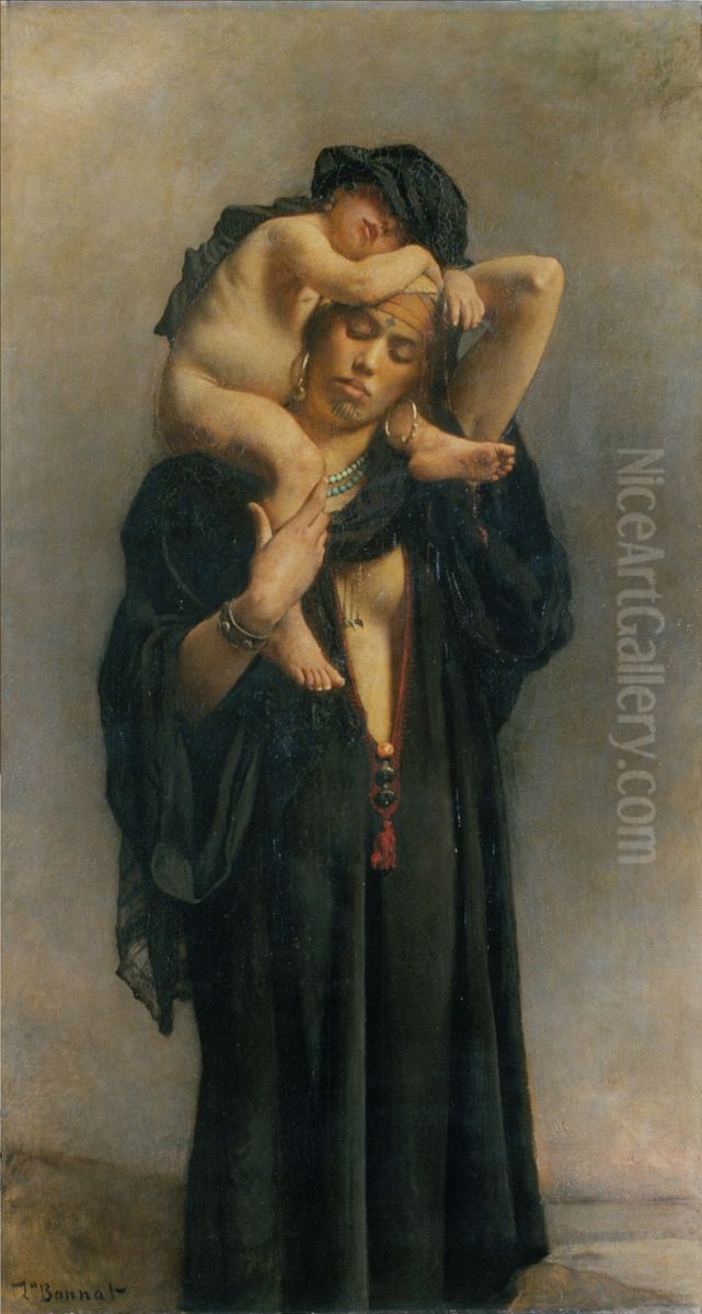 Une paysanne egyptienne et son enfant Oil Painting by Leon Bonnat