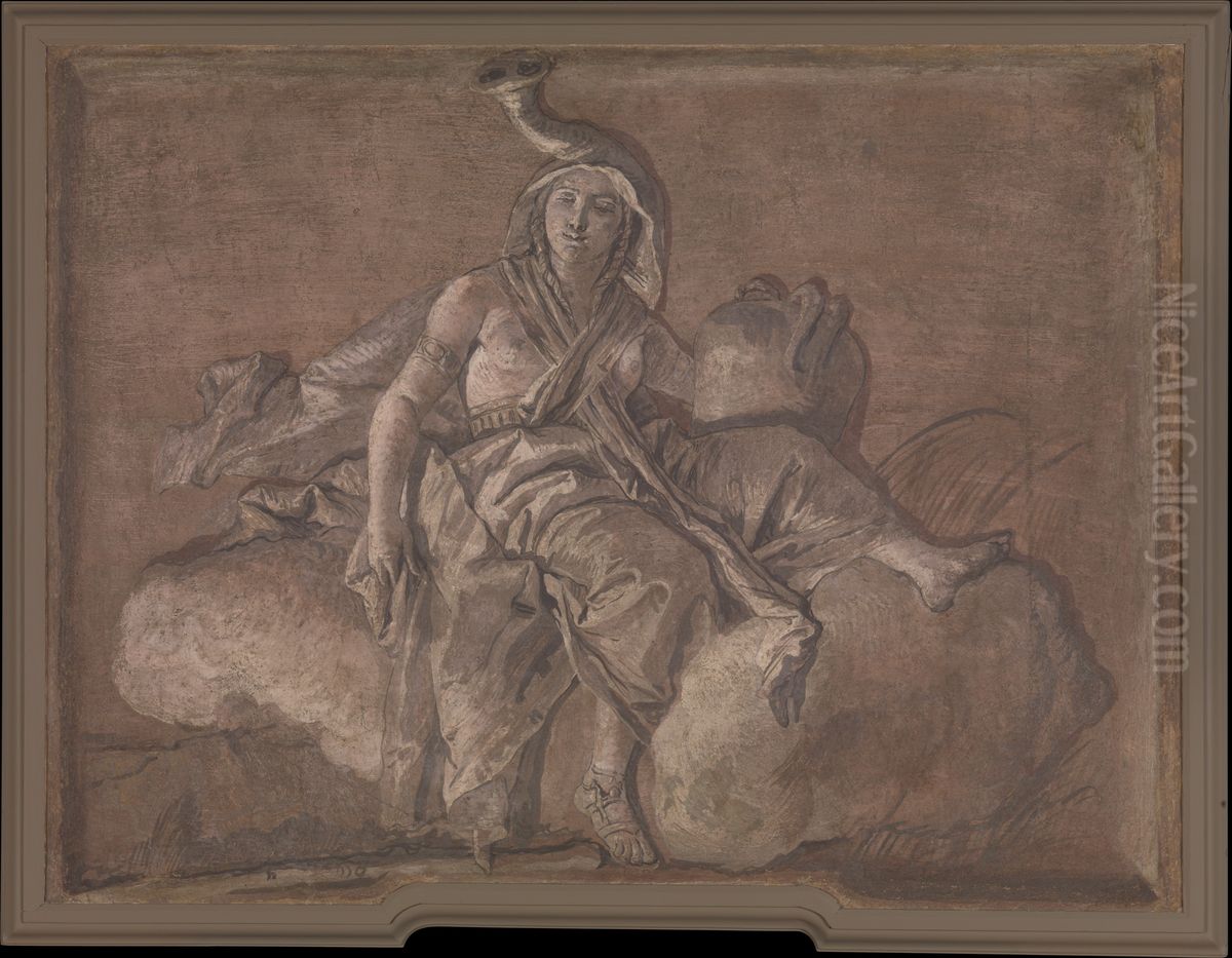 Africa Oil Painting by Giovanni Domenico Tiepolo