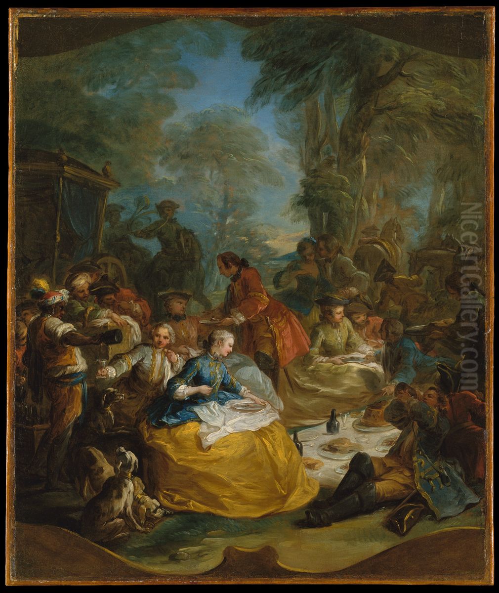 The Hunt Breakfast Oil Painting by Charles-Andre van Loo