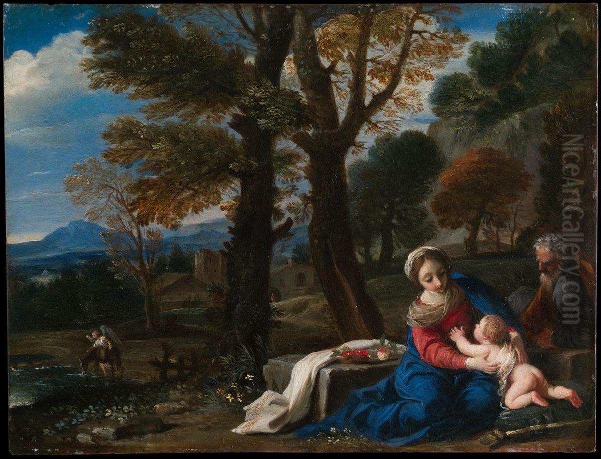 The Rest on the Flight into Egypt Oil Painting by Pier Francesco Mola