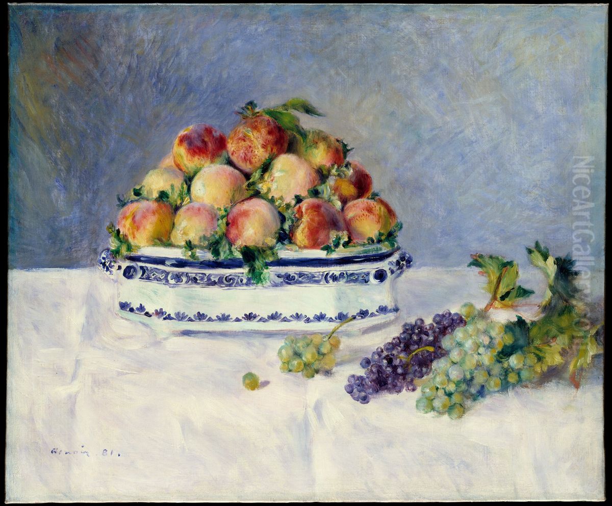 Still Life with Peaches and Grapes Oil Painting by Pierre Auguste Renoir