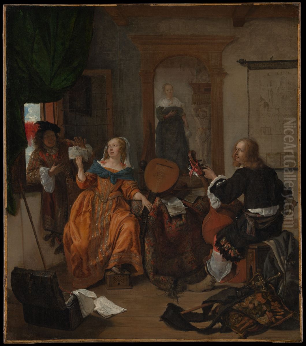 A Musical Party Oil Painting by Gabriel Metsu