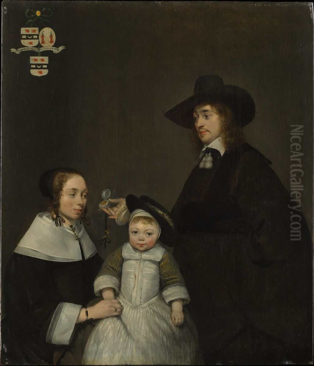 The Van Moerkerken Family Oil Painting by Gerard Ter Borch