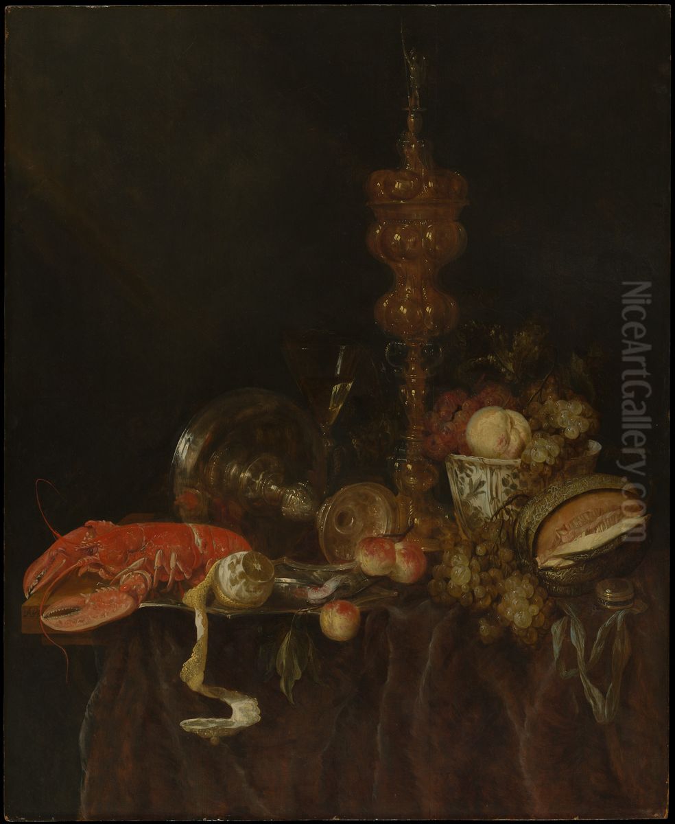 Still Life with Lobster and Fruit Oil Painting by Abraham Van Beijeren