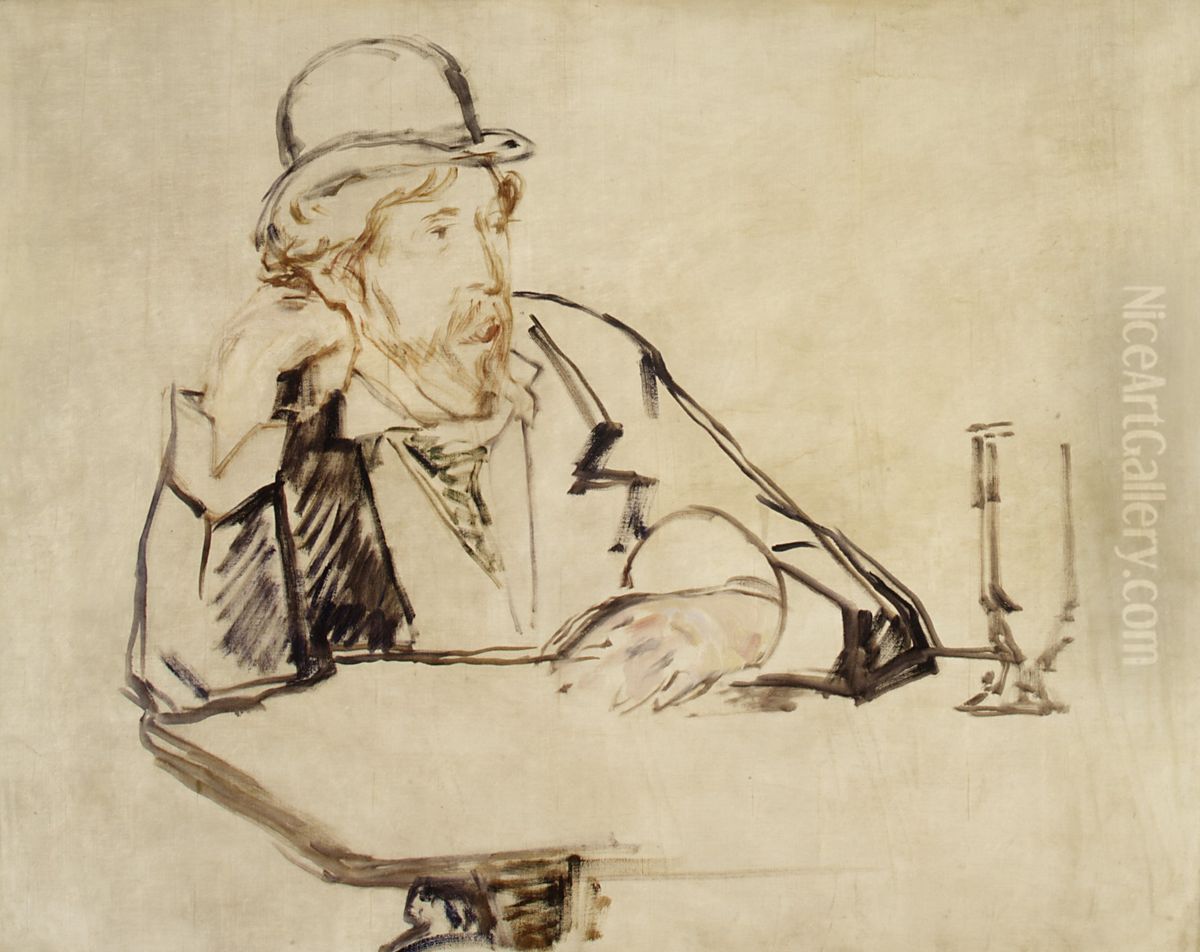 George Moore at a Cafe Oil Painting by Edouard Manet