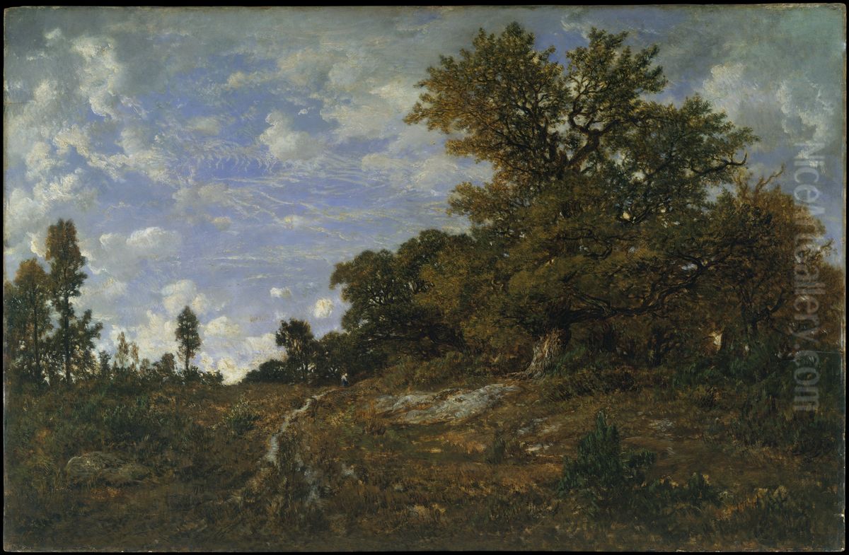 The Edge of the Woods at Monts-Girard, Fontainebleau Forest Oil Painting by Theodore Rousseau