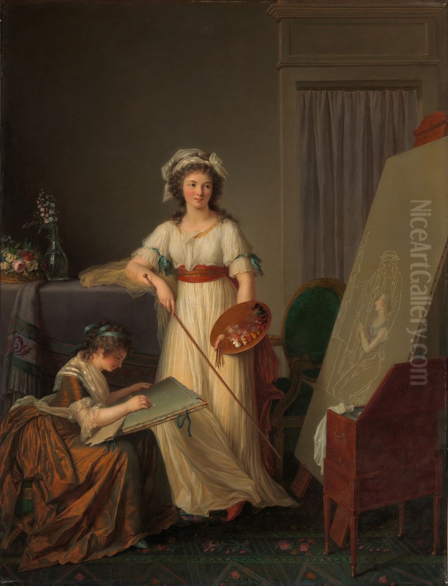 The Interior of an Atelier of a Woman Painter Oil Painting by Marie-Victoire Lemoine