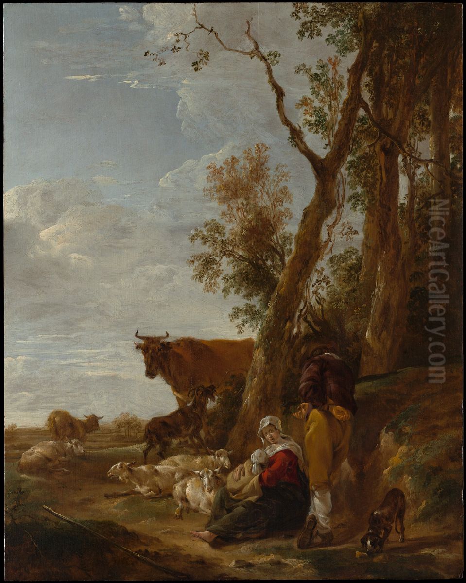 Rest Oil Painting by Nicolaes Pieterszoon Berchem