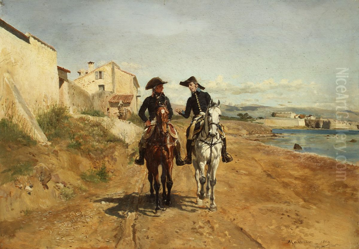 A General and His Aide-de-camp Oil Painting by Jean-Louis-Ernest Meissonier