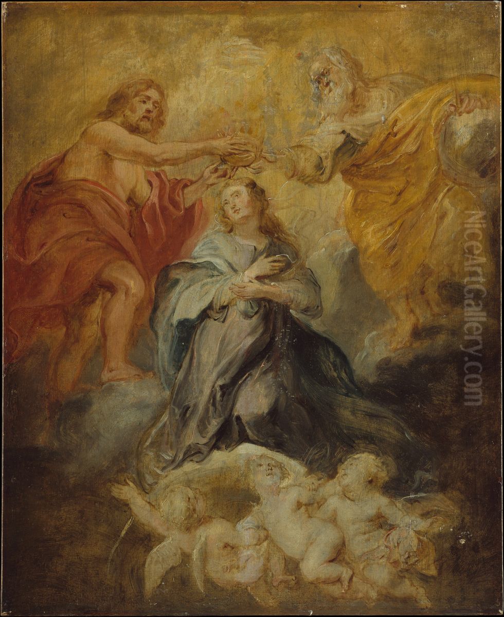 The Coronation of the Virgin Oil Painting by (studio of) Rubens, Peter Paul