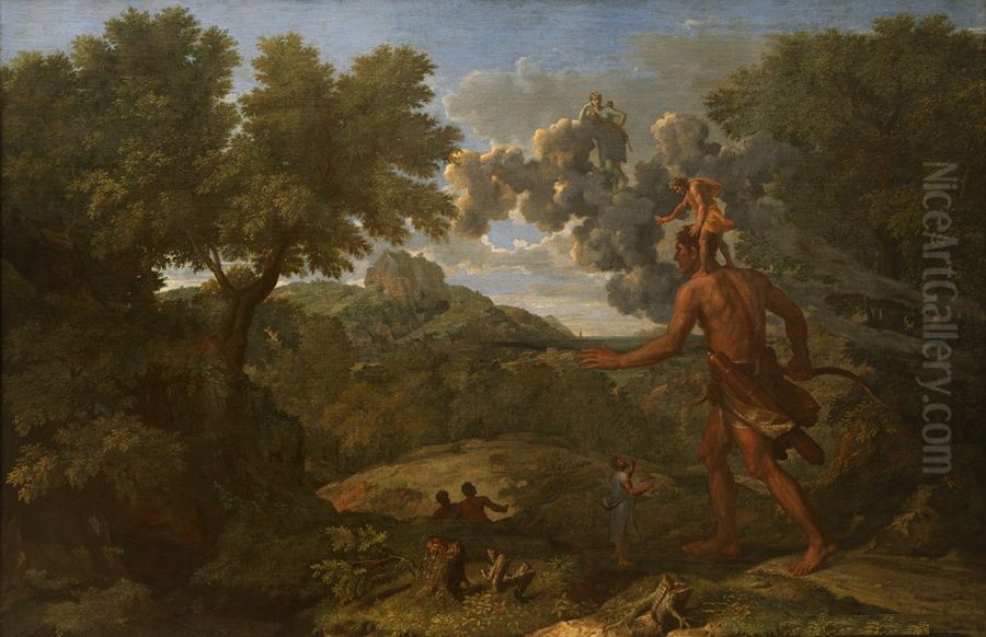 Paysage avec Orion aveugle cherchant le soleil Oil Painting by Nicolas Poussin