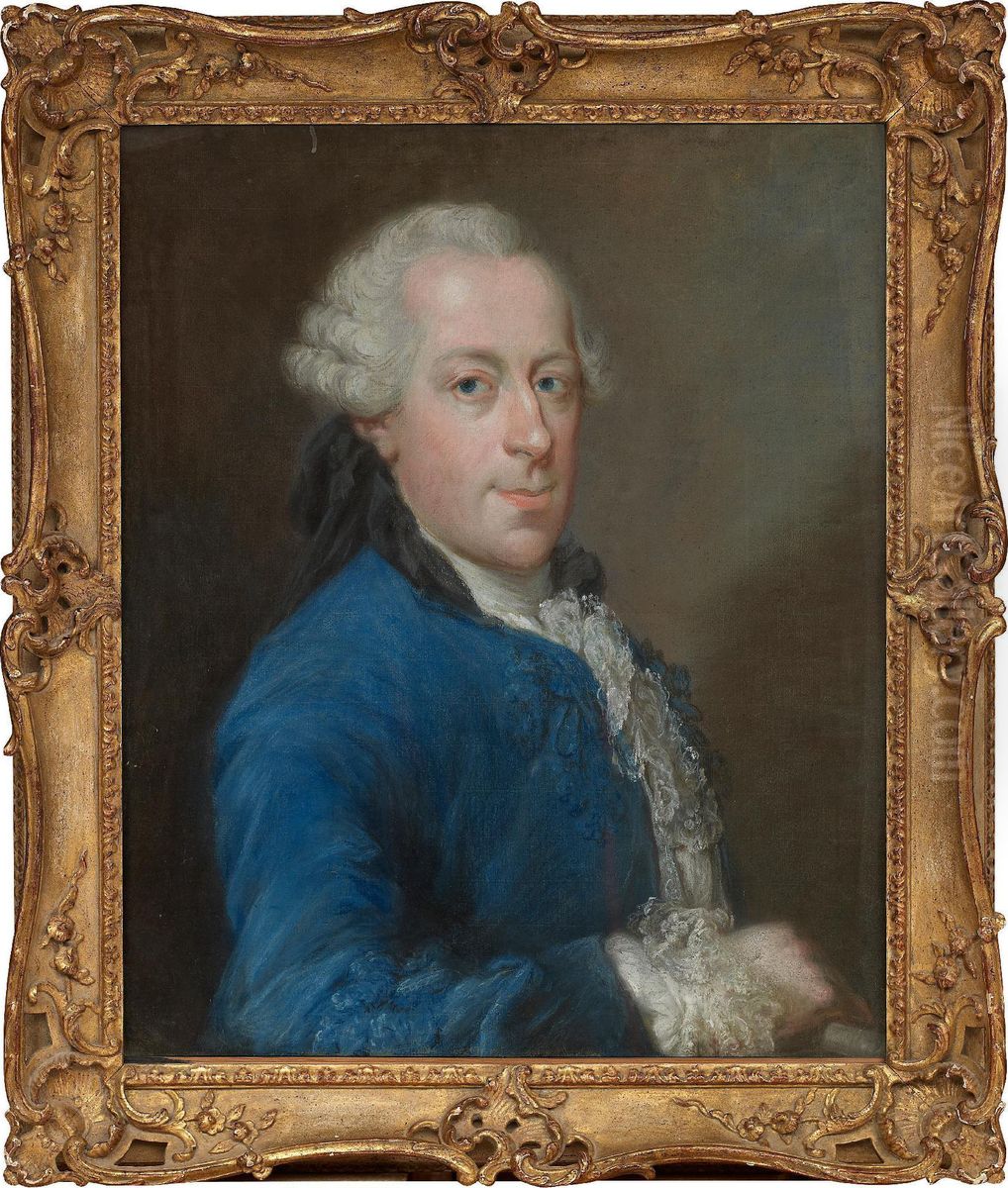 PortrattAv Man I Bla Rock Oil Painting by Rosalba Carriera
