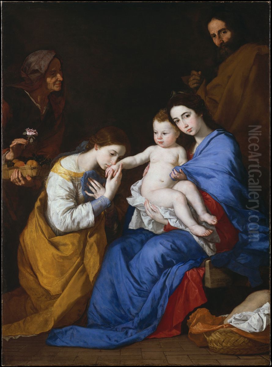The Holy Family with Saints Anne and Catherine of Alexandria Oil Painting by Jusepe de Ribera