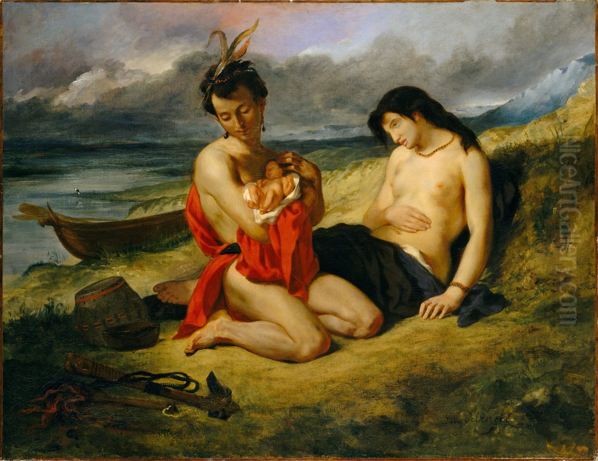 The Natchez Oil Painting by Eugene Delacroix